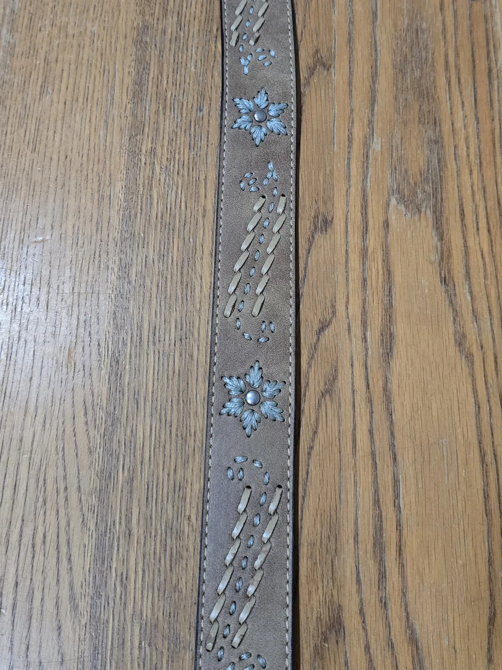 Roper Genuine Leather Taupe Embroidered Belt-Size M 30-33